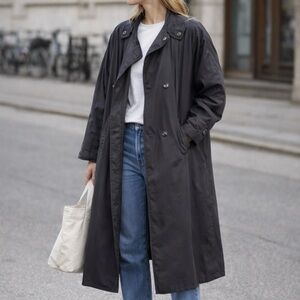 Vintage Yessica Gray Trench Coat Jacket 80s 90s Women’s Size 40 Medium Normcore